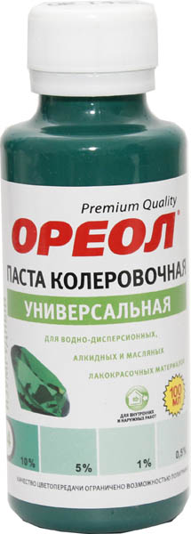 колеровочная паста универсальная ореол зеленый (24) 100 мл /6/108/