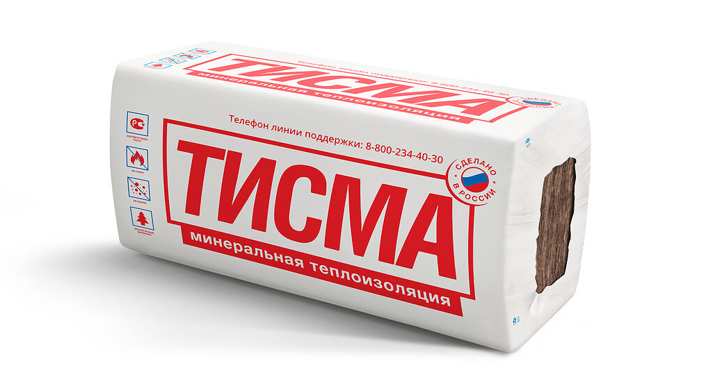 мат минераловатный тисма ts 038 mr плита 100x600x1300 (8 плит, 6,24м2/0,62м3)