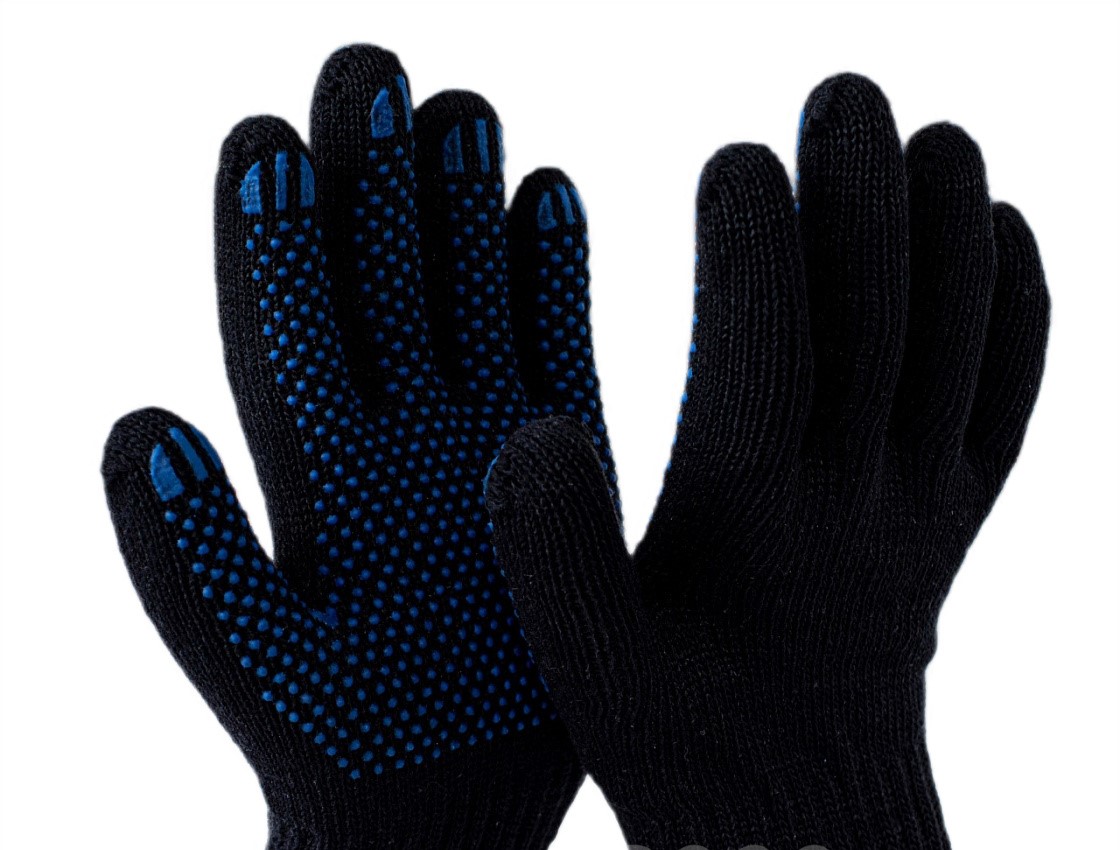 перчатки зима утепленные х/б+акрил двойные с пвх (5пар/уп)