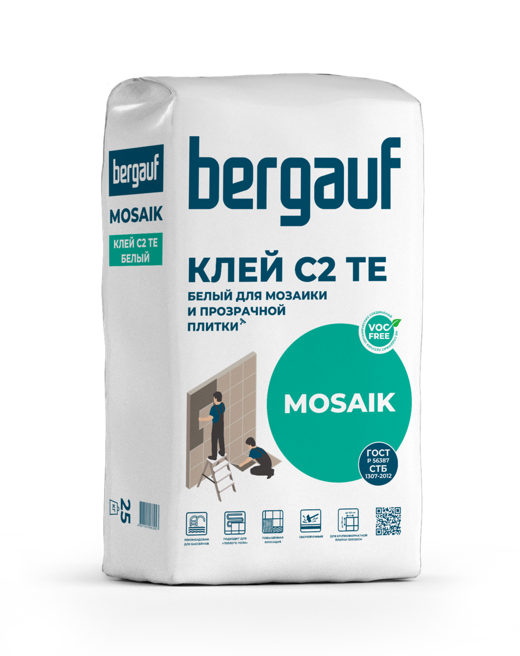 клей для мозаики и прозрачной плитки bergauf mosaik 25кг