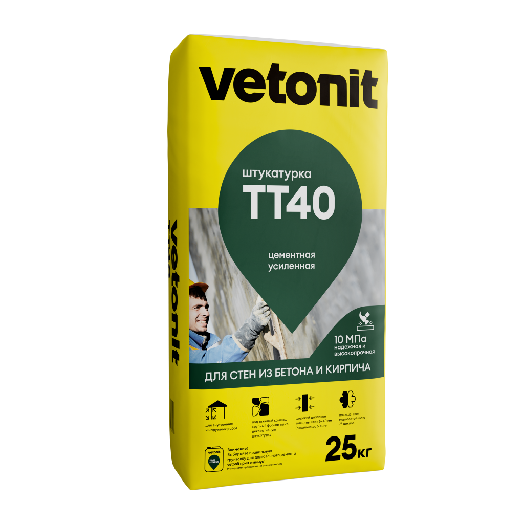 штукатурка цементная ветонит тт40 25кг