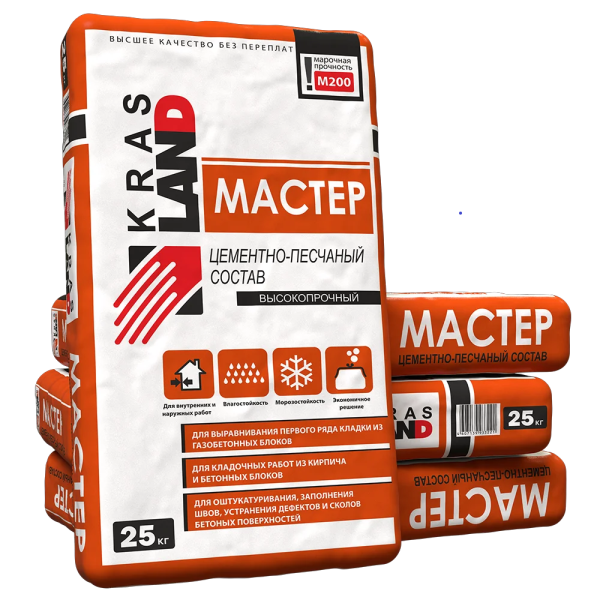 универсальная цементно-песчаная смесь мастер, 25 кг