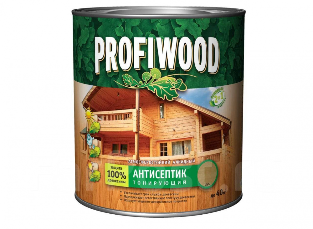 антисептик лаковый profiwood тонирующий атмосферостойкий алкидный белый 2,4 кг/6