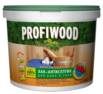 лак антисептик profiwood для бань и саун влагостойкий вд полиакриловый 2,5 кг/4