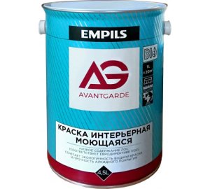 краска интерьерная моющаяся avantgarde (база а) матовая белая 4,5 л/6,2 кг/2