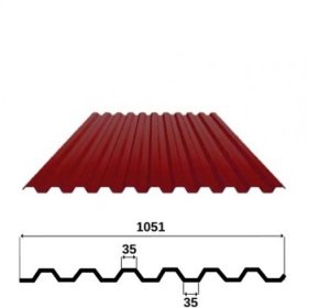 профлист с21 красное вино (ral 3005) 1051х6000х0,4мм (6,3м2)