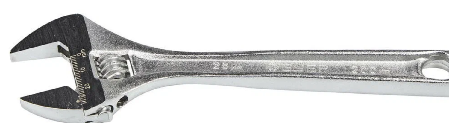 разводной ключ 200/28 мм, зубр
