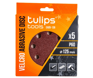 диск шлифовальный tulips tools р60, 125 мм